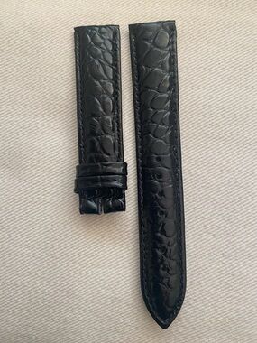 TUDOR 20mm Black Crocodile-Embossed Leather Watch Strap